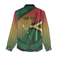Personalised Long Live Vanuatu Independence Day Women Casual Shirt 45th Anniversary Woven Pattern - Polynesian Pride