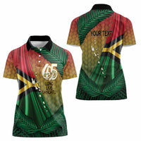 Personalised Long Live Vanuatu Independence Day Women Polo Shirt 45th Anniversary Woven Pattern - Polynesian Pride