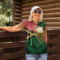 Personalised Long Live Vanuatu Independence Day Women Polo Shirt 46th Anniversary Woven Pattern LT14 - Polynesian Pride