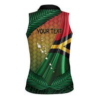 Personalised Long Live Vanuatu Independence Day Women Sleeveless Polo Shirt 46th Anniversary Woven Pattern LT14 - Polynesian Pride