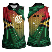 Personalised Long Live Vanuatu Independence Day Women Sleeveless Polo Shirt 46th Anniversary Woven Pattern LT14 - Polynesian Pride
