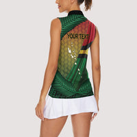 Personalised Long Live Vanuatu Independence Day Women Sleeveless Polo Shirt 46th Anniversary Woven Pattern LT14 - Polynesian Pride