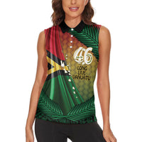 Personalised Long Live Vanuatu Independence Day Women Sleeveless Polo Shirt 46th Anniversary Woven Pattern LT14 - Polynesian Pride