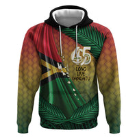 Personalised Long Live Vanuatu Independence Day Zip Hoodie 45th Anniversary Woven Pattern - Polynesian Pride