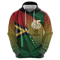 Personalised Long Live Vanuatu Independence Day Zip Hoodie 45th Anniversary Woven Pattern - Polynesian Pride