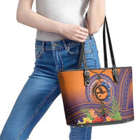 PNG New Ireland Province Leather Tote Bag Niu Ailan Necklace Polynesian Tattoo - Polynesian Pride