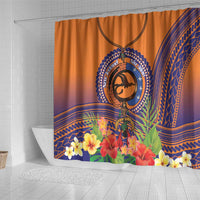 PNG New Ireland Province Shower Curtain Niu Ailan Necklace Polynesian Tattoo - Polynesian Pride