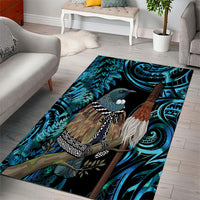New Zealand Tui Bird Taiaha Area Rug Maori Weapon Paua Shell Mix Silver Fern LT14 - Polynesian Pride