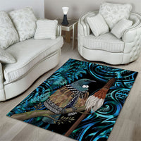 New Zealand Tui Bird Taiaha Area Rug Maori Weapon Paua Shell Mix Silver Fern LT14 - Polynesian Pride