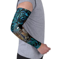 New Zealand Tui Bird Taiaha Arm Sleeves Maori Weapon Paua Shell Mix Silver Fern LT14 - Polynesian Pride