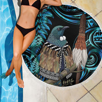 New Zealand Tui Bird Taiaha Beach Blanket Maori Weapon Paua Shell Mix Silver Fern LT14 - Polynesian Pride