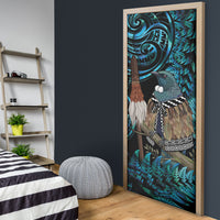 New Zealand Tui Bird Taiaha Door Cover Maori Weapon Paua Shell Mix Silver Fern LT14 - Polynesian Pride