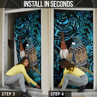 New Zealand Tui Bird Taiaha Door Cover Maori Weapon Paua Shell Mix Silver Fern LT14 - Polynesian Pride