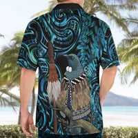 New Zealand Tui Bird Taiaha Hawaiian Shirt Maori Weapon Paua Shell Mix Silver Fern LT14 - Polynesian Pride