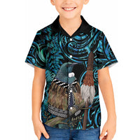New Zealand Tui Bird Taiaha Hawaiian Shirt Maori Weapon Paua Shell Mix Silver Fern LT14 - Polynesian Pride