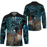 New Zealand Tui Bird Taiaha Hockey Jersey Maori Weapon Paua Shell Mix Silver Fern LT14 - Polynesian Pride
