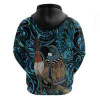 New Zealand Tui Bird Taiaha Hoodie Maori Weapon Paua Shell Mix Silver Fern LT14 - Polynesian Pride