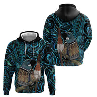 New Zealand Tui Bird Taiaha Hoodie Maori Weapon Paua Shell Mix Silver Fern LT14 - Polynesian Pride