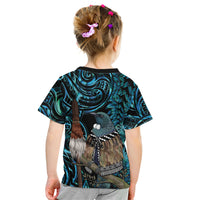 New Zealand Tui Bird Taiaha Kid T Shirt Maori Weapon Paua Shell Mix Silver Fern LT14 - Polynesian Pride