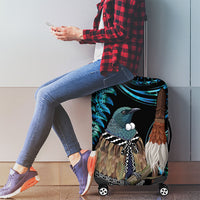 New Zealand Tui Bird Taiaha Luggage Cover Maori Weapon Paua Shell Mix Silver Fern LT14 - Polynesian Pride