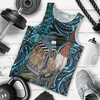 New Zealand Tui Bird Taiaha Men Tank Top Maori Weapon Paua Shell Mix Silver Fern LT14 - Polynesian Pride