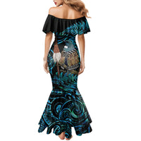 New Zealand Tui Bird Taiaha Mermaid Dress Maori Weapon Paua Shell Mix Silver Fern LT14 - Polynesian Pride