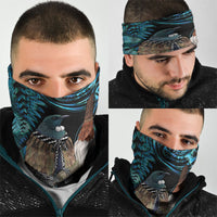 New Zealand Tui Bird Taiaha Neck Gaiter Maori Weapon Paua Shell Mix Silver Fern LT14 - Polynesian Pride