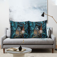 New Zealand Tui Bird Taiaha Pillow Cover Maori Weapon Paua Shell Mix Silver Fern LT14 - Polynesian Pride