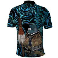 New Zealand Tui Bird Taiaha Polo Shirt Maori Weapon Paua Shell Mix Silver Fern LT14 - Polynesian Pride