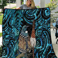New Zealand Tui Bird Taiaha Quilt Maori Weapon Paua Shell Mix Silver Fern LT14 Turquoise - Polynesian Pride