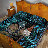 New Zealand Tui Bird Taiaha Quilt Bed Set Maori Weapon Paua Shell Mix Silver Fern LT14 - Polynesian Pride