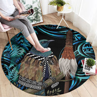 New Zealand Tui Bird Taiaha Round Carpet Maori Weapon Paua Shell Mix Silver Fern LT14 - Polynesian Pride