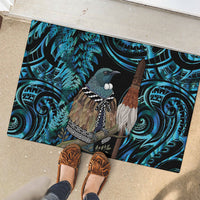 New Zealand Tui Bird Taiaha Rubber Doormat Maori Weapon Paua Shell Mix Silver Fern LT14 - Polynesian Pride