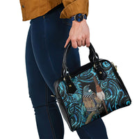 New Zealand Tui Bird Taiaha Shoulder Handbag Maori Weapon Paua Shell Mix Silver Fern LT14 - Polynesian Pride