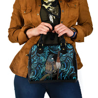 New Zealand Tui Bird Taiaha Shoulder Handbag Maori Weapon Paua Shell Mix Silver Fern LT14 - Polynesian Pride