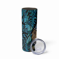 New Zealand Tui Bird Taiaha Skinny Tumbler Maori Weapon Paua Shell Mix Silver Fern LT14 - Polynesian Pride