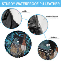 New Zealand Tui Bird Taiaha Spare Tire Cover Maori Weapon Paua Shell Mix Silver Fern LT14 - Polynesian Pride