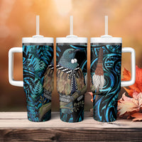 New Zealand Tui Bird Taiaha Tumbler With Handle Maori Weapon Paua Shell Mix Silver Fern LT14 - Polynesian Pride