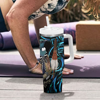 New Zealand Tui Bird Taiaha Tumbler With Handle Maori Weapon Paua Shell Mix Silver Fern LT14 - Polynesian Pride