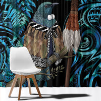 New Zealand Tui Bird Taiaha Window Curtain Maori Weapon Paua Shell Mix Silver Fern LT14 - Polynesian Pride