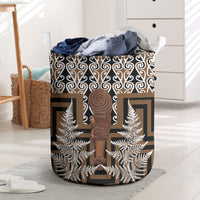 Wahaika New Zealand Laundry Basket Maori Weapon Kowhaiwhai Fern Poutama Motifs LT14 Brown - Polynesian Pride