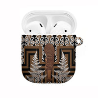 Wahaika New Zealand AirPods Case Maori Weapon Kowhaiwhai Fern Poutama Motifs LT14 Brown - Polynesian Pride