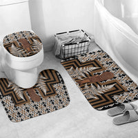 Wahaika New Zealand Bathroom Set Maori Weapon Kowhaiwhai Fern Poutama Motifs LT14 Mat Set Only (3 pcs) One Size Brown - Polynesian Pride