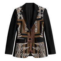 Wahaika New Zealand Blazer Maori Weapon Kowhaiwhai Fern Poutama Motifs LT14 Unisex Brown - Polynesian Pride