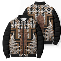 Wahaika New Zealand Bomber Puffer Jacket Maori Weapon Kowhaiwhai Fern Poutama Motifs LT14 - Polynesian Pride