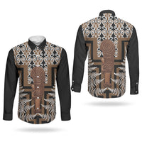 Wahaika New Zealand Couples Matching Off Shoulder Maxi Dress and Long Sleeve Button Shirt Maori Weapon Kowhaiwhai Fern Poutama Motifs LT14 - Polynesian Pride