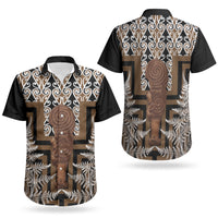 Wahaika New Zealand Couples Matching Short Sleeve Bodycon Dress and Hawaiian Shirt Maori Weapon Kowhaiwhai Fern Poutama Motifs LT14 - Polynesian Pride