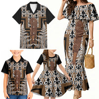 Wahaika New Zealand Family Matching Mermaid Dress and Hawaiian Shirt Maori Weapon Kowhaiwhai Fern Poutama Motifs LT14 - Polynesian Pride
