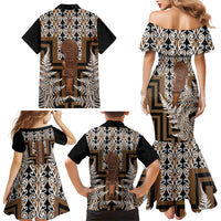 Wahaika New Zealand Family Matching Mermaid Dress and Hawaiian Shirt Maori Weapon Kowhaiwhai Fern Poutama Motifs LT14 - Polynesian Pride