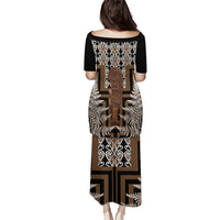 Wahaika New Zealand Family Matching Puletasi and Hawaiian Shirt Maori Weapon Kowhaiwhai Fern Poutama Motifs LT14 - Polynesian Pride